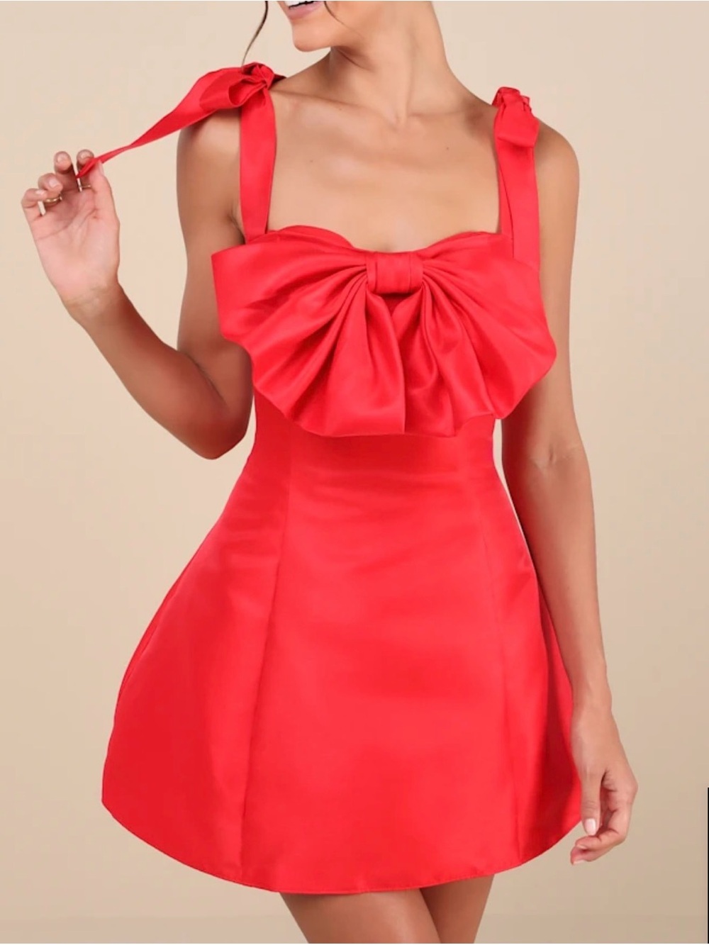 Lulu's Red Bow-Front Midi Dress